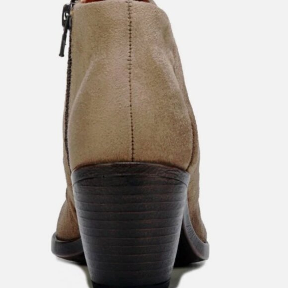 NEW BORN B.O.C TAUPE ANKLE BOOTS WOMEN  Z37017 BOOTIES STACKED HEEL ZIP SIDE - Picture 5 of 6